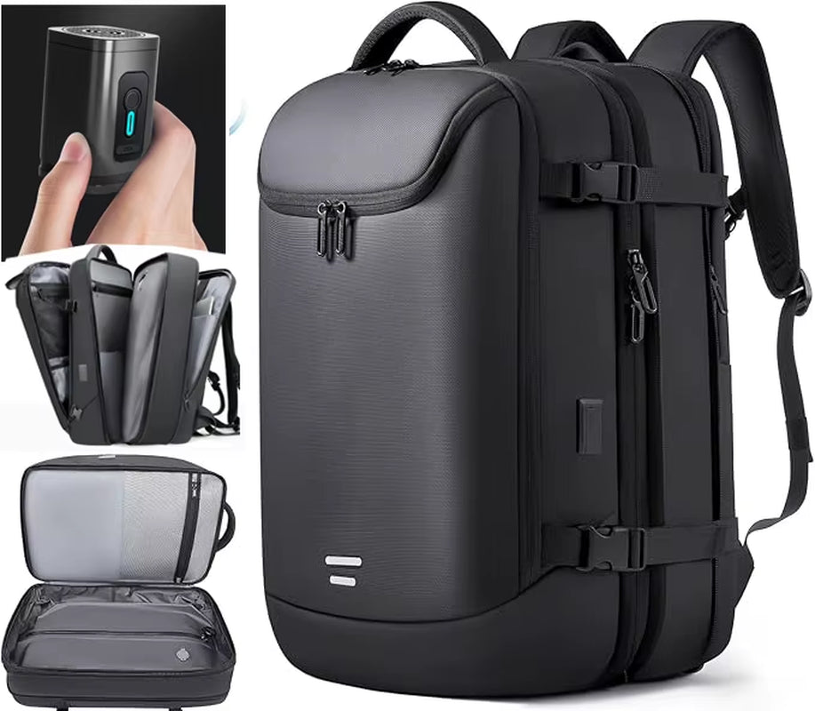 Men Airback Backpack Vacuum Compression Travel Laptop Backpack Business Large Capacity School Backpack Expand Outdoor Backpack