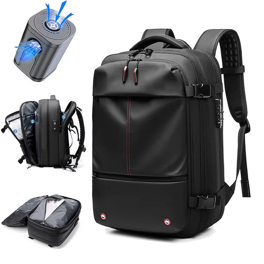 Men Airback Backpack Vacuum Compression Travel Laptop Backpack Business Large Capacity School Backpack Expand Outdoor Backpack