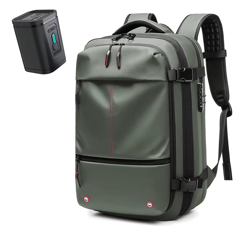 Men Airback Backpack Vacuum Compression Travel Laptop Backpack Business Large Capacity School Backpack Expand Outdoor Backpack