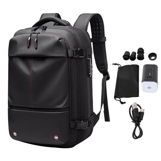 Travel Backpack 19 Inch Large Capacity Stylish Casual Waterproof Men Expandable Travel Backpack with Vacuum Pump for Travel Busi