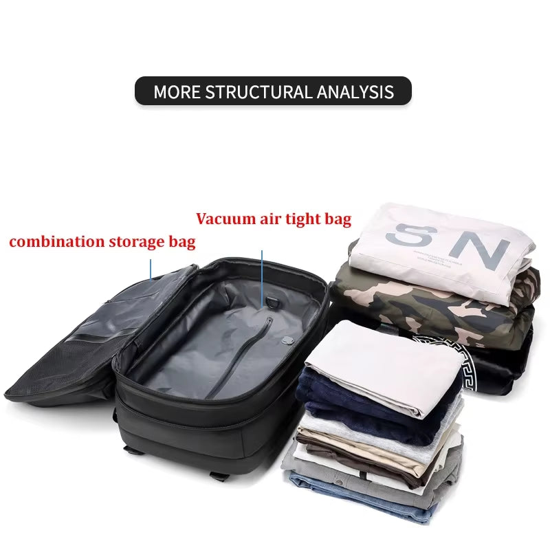 Men Airback Backpack Vacuum Compression Travel Laptop Backpack Business Large Capacity School Backpack Expand Outdoor Backpack